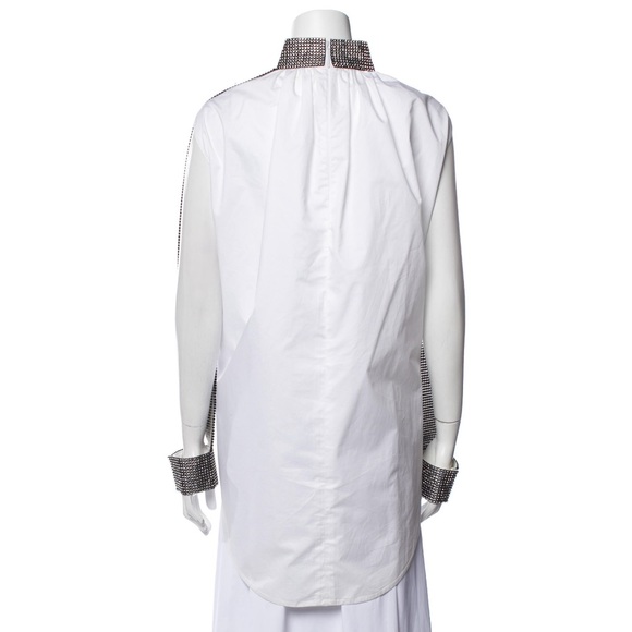 Christopher Kane white shirt tunic with crystal sleeves and collar - Picture 3 of 10